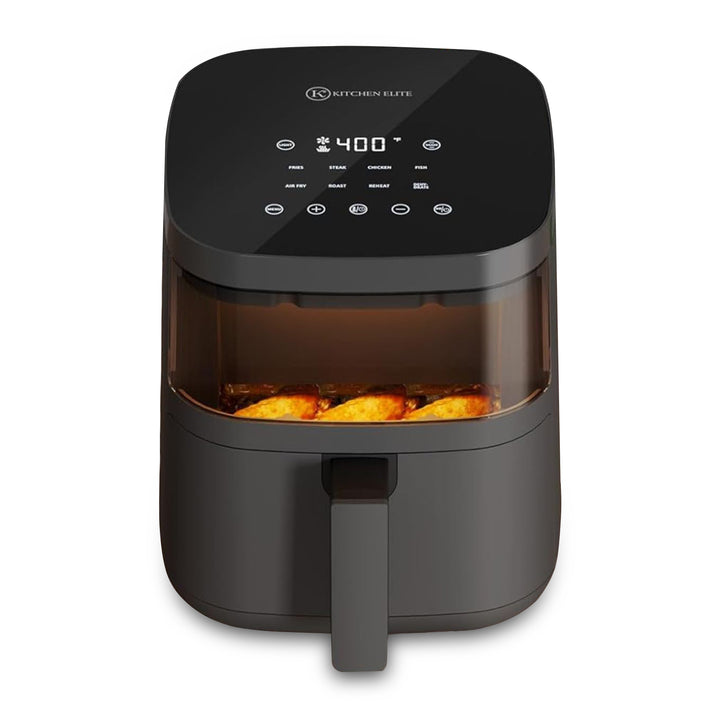 Kitchen Elite 4 Qt Digital Air Fryer Oven Cooker with Window, Touchscreen, Gray