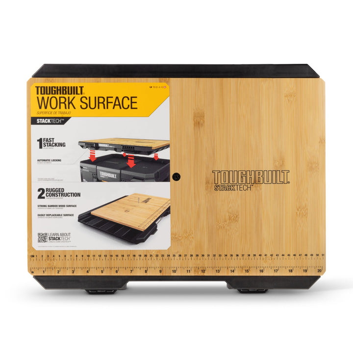 ToughBuilt StackTech Work Surface, Bamboo Wooden Flat Top Station with Storage