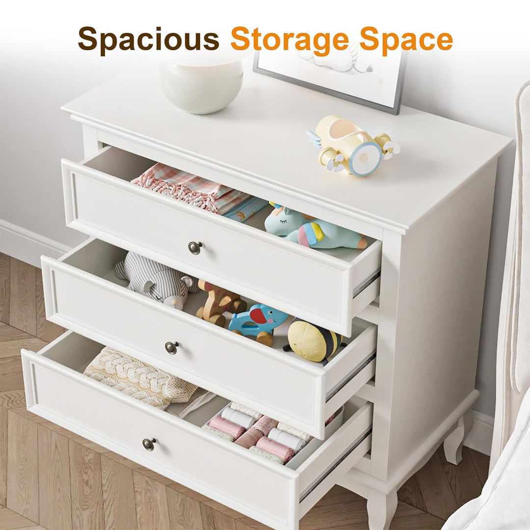 RoyalCraft Wood Storage Drawer Nightstand Bedroom End Tables, White, Set of 2
