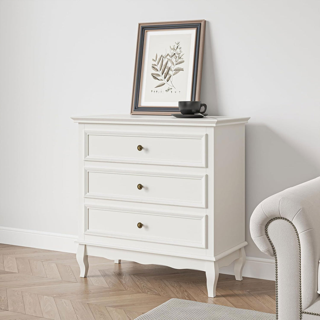 RoyalCraft Wood Storage Drawer Nightstand Bedroom End Tables, White, Set of 2