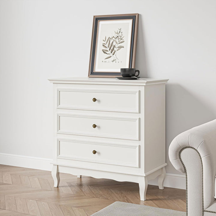 RoyalCraft Wood Storage Drawer Nightstand Bedroom End Tables, White, Set of 2
