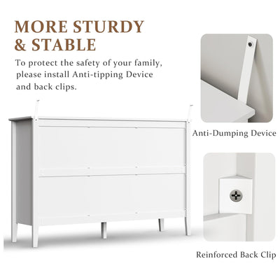 RoyalCraft Fluted Dresser 6 Drawer Bedroom Cabinet and Nightstand (Open Box) - VMInnovations