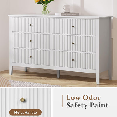 RoyalCraft Fluted Dresser 6 Drawer Bedroom Cabinet and Nightstand (Open Box) - VMInnovations