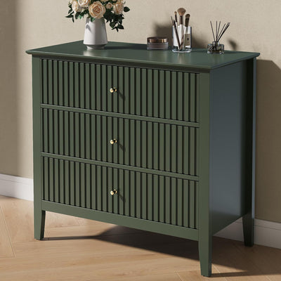 RoyalCraft Fluted Dresser 3 Drawer Bedroom Storage Cabinet (Open Box) - VMInnovations