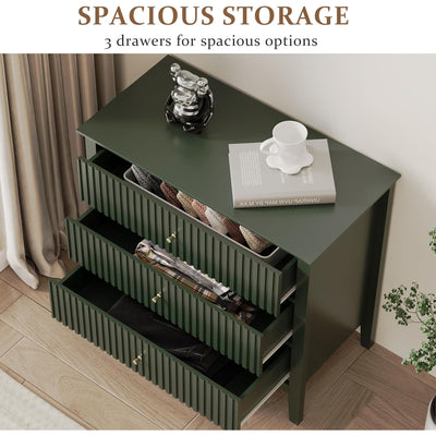 RoyalCraft Fluted Dresser 3 Drawer Bedroom Storage Cabinet (Open Box) - VMInnovations
