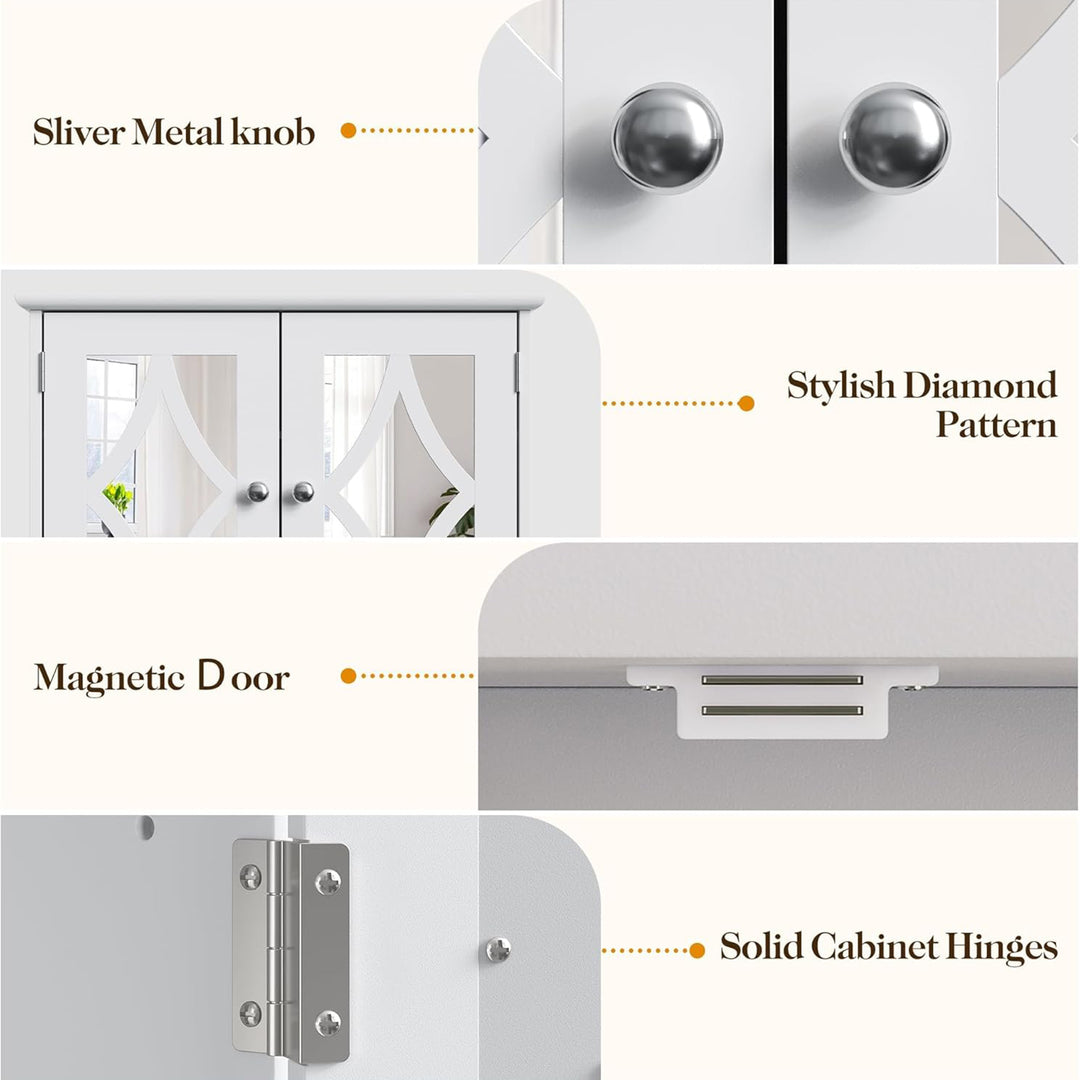 RoyalCraft Bathroom Wall Wood Medicine Cabinet with Mirror & Towel Bar(Open Box)