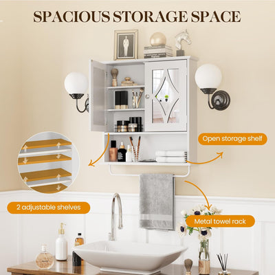 RoyalCraft Bathroom Wall Wood Medicine Cabinet with Mirror & Towel Bar(Open Box) - VMInnovations