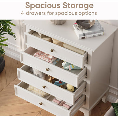 RoyalCraft Wood Dresser Wide Chest Drawers Storage Organizer for Bedroom, White - VMInnovations
