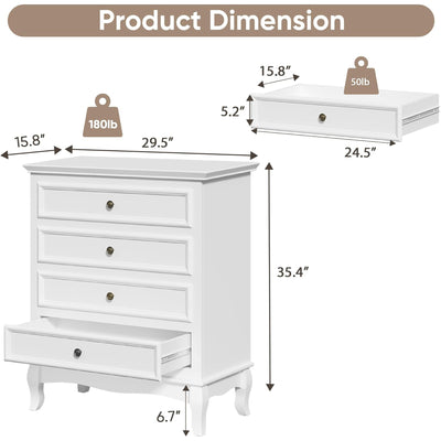 RoyalCraft Wood Dresser Wide Chest Drawers Storage Organizer for Bedroom, White - VMInnovations