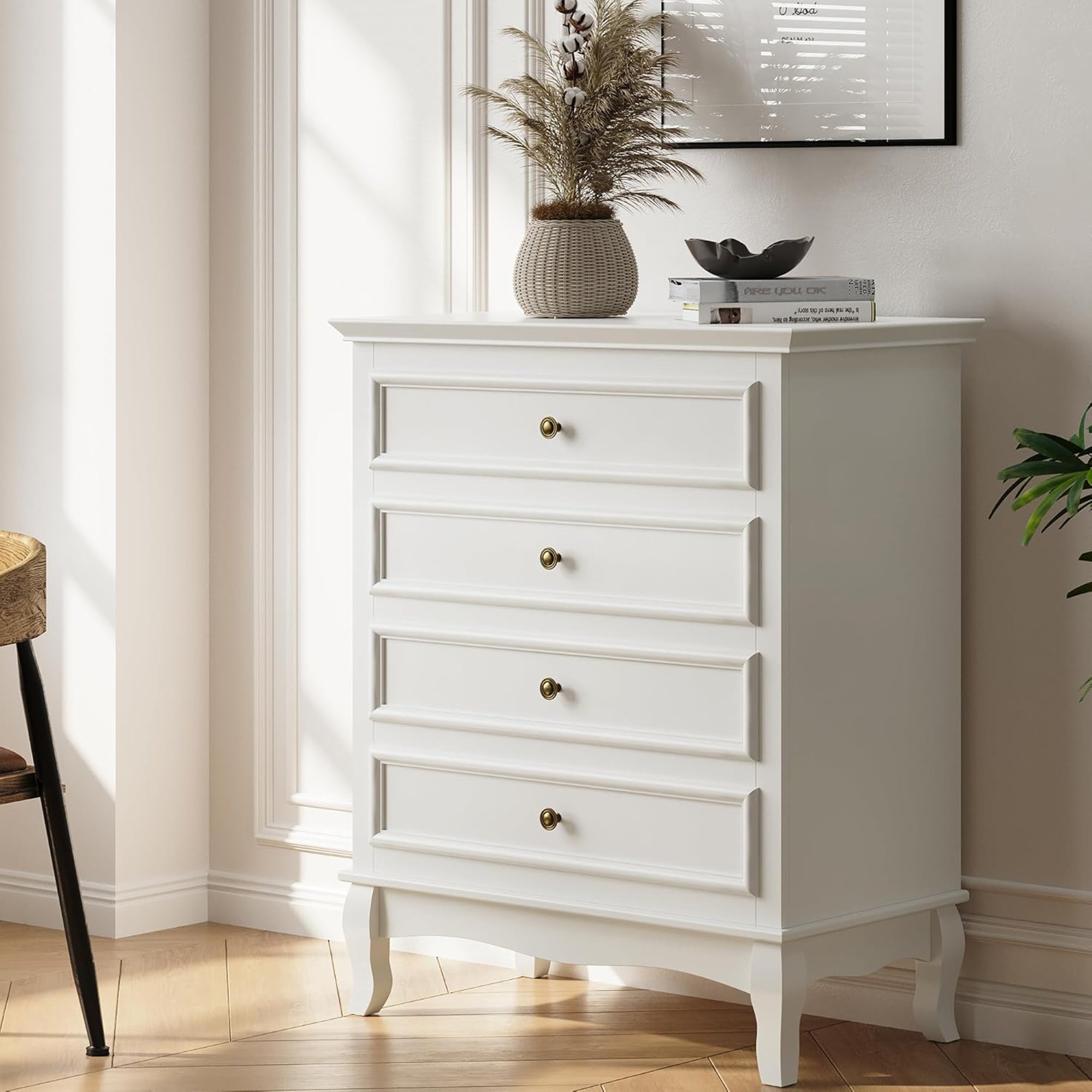 RoyalCraft Wood Dresser Wide Chest Drawers Storage Organizer for Bedroom, White - VMInnovations