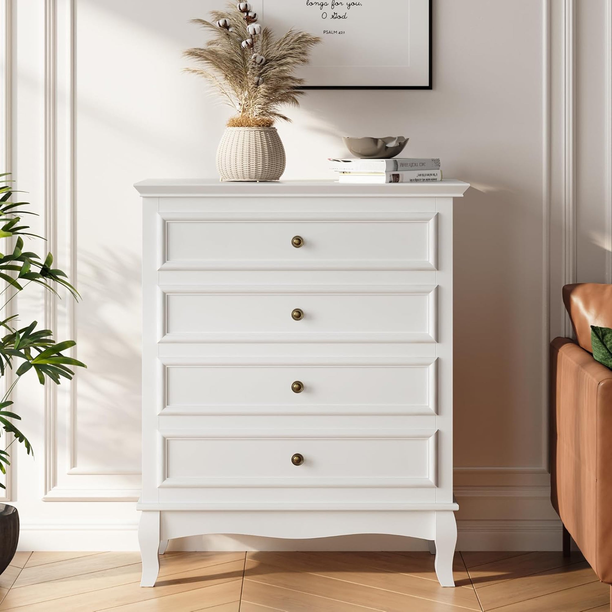 RoyalCraft Wood Dresser Wide Chest Drawers Storage Organizer for Bedroom, White - VMInnovations