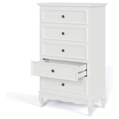 RoyalCraft Tall Dresser Wood Storage Organizer Chest 5 Drawers Bedroom(Open Box) - VMInnovations
