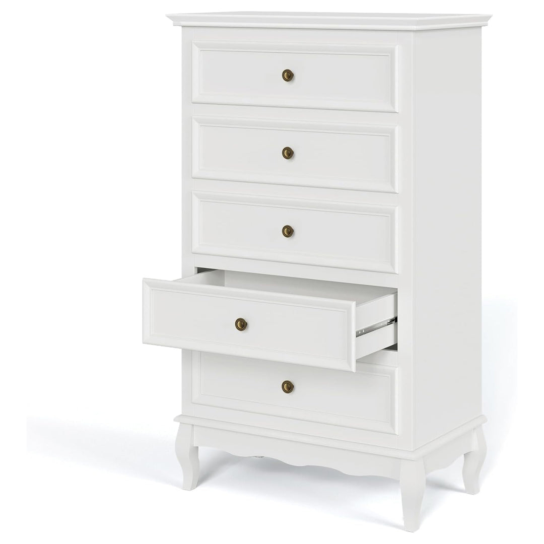 RoyalCraft Tall Dresser Wood Storage Organizer Chest 5 Drawers Bedroom(Open Box)