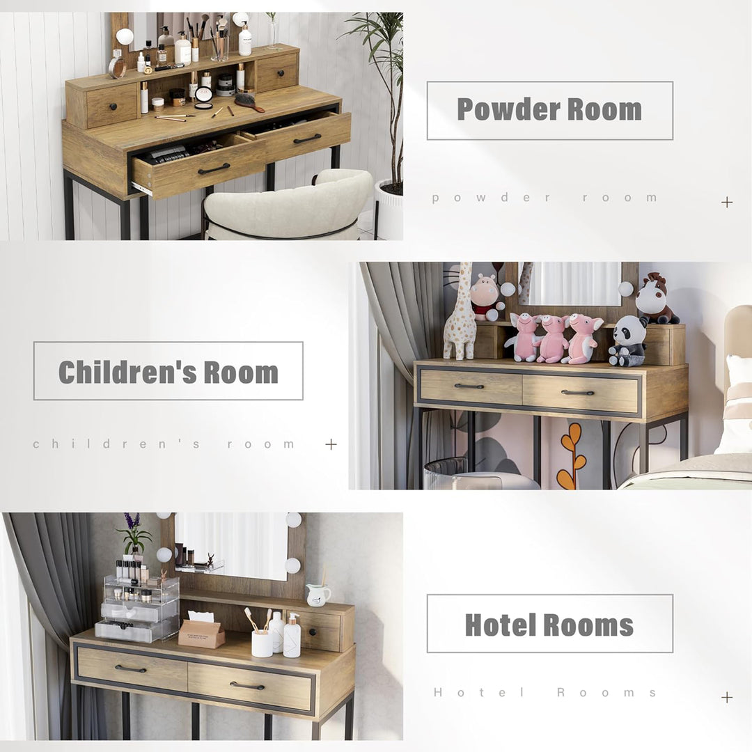 RoyalCraft Vanity Desk for Makeup with Mirror, Dimmable Lights (Open Box)