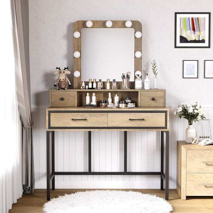 RoyalCraft Vanity Desk for Makeup with Mirror, Dimmable Lights (Open Box)