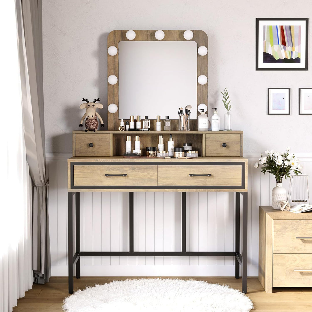 RoyalCraft Vanity Desk for Makeup with Mirror, Dimmable Lights (Open Box)