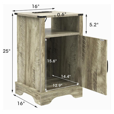RoyalCraft Farmhouse Nightstand with Charging Station, Set of 2, Grey (Open Box) - VMInnovations