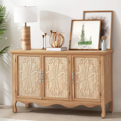 RoyalCraft  Buffet Cabinet Solid Wood Sideboard Storage Table, Brown (For Parts) - VMInnovations