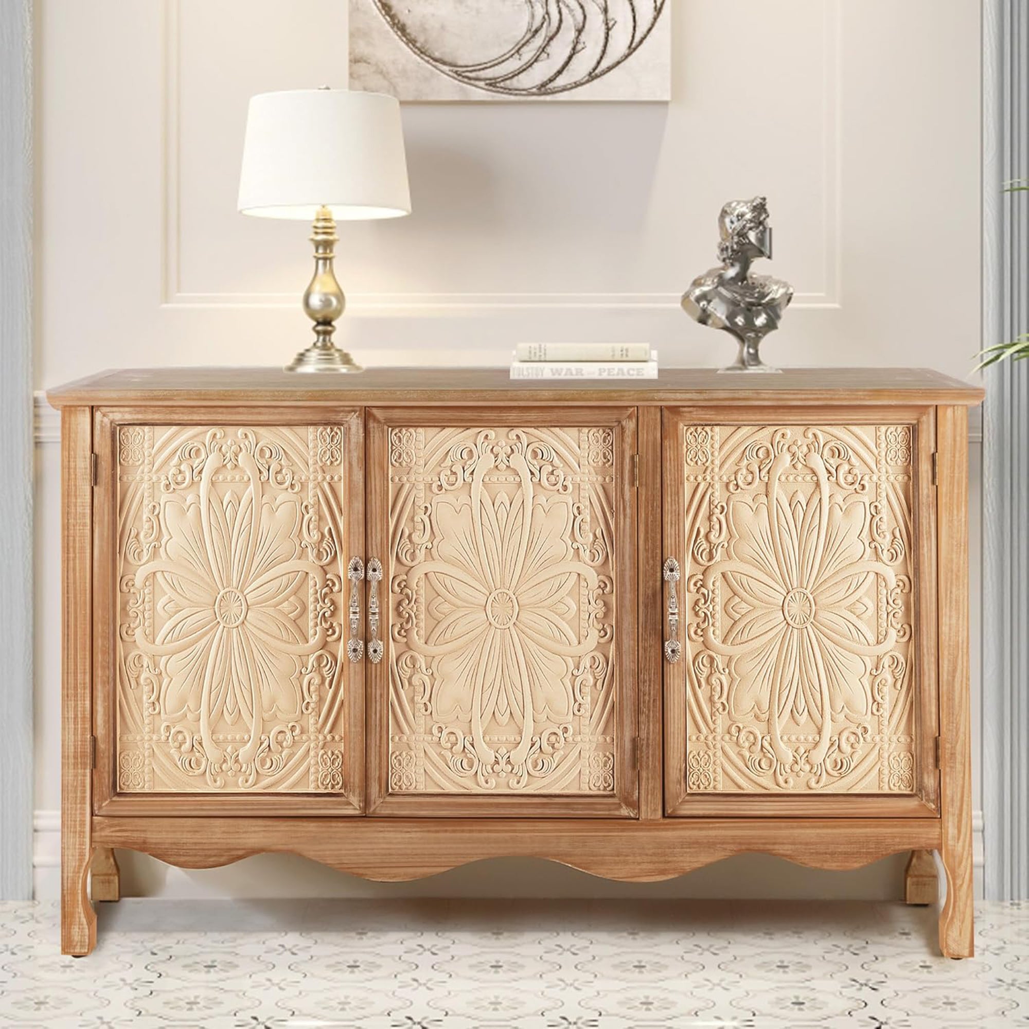 RoyalCraft  Buffet Cabinet Solid Wood Sideboard Storage Table, Brown (For Parts) - VMInnovations