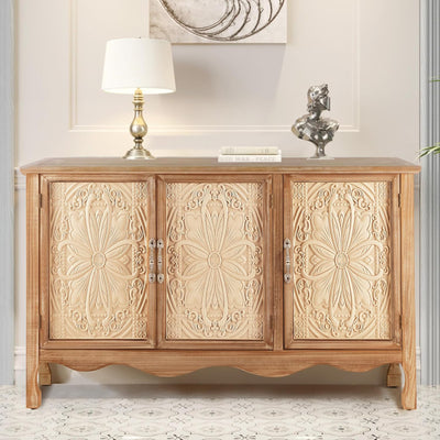 RoyalCraft  Buffet Cabinet Solid Wood Sideboard Storage Table, Brown (For Parts) - VMInnovations