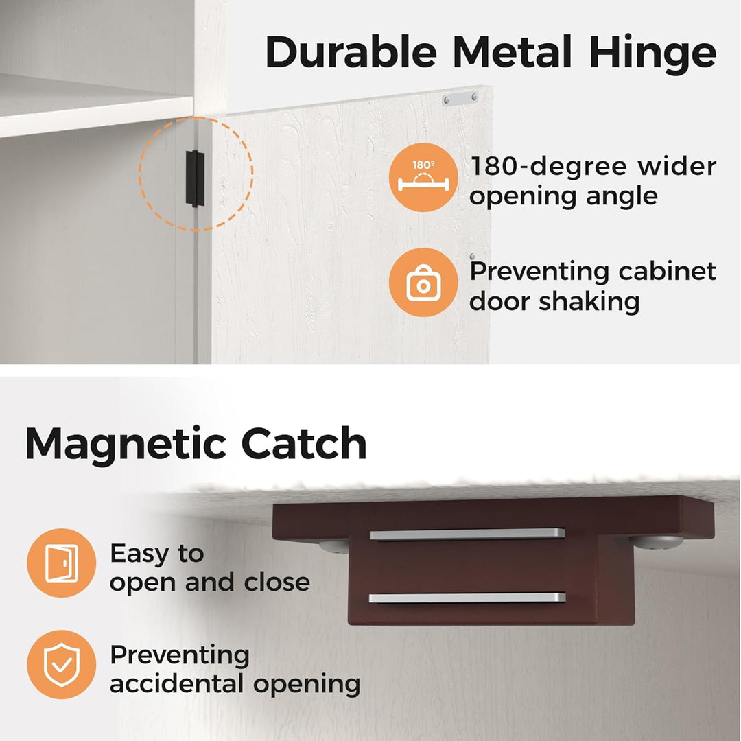 RoyalCraft Farmhouse Nightstand w/ Charging Station Set of 2 White&Oak(Open Box)