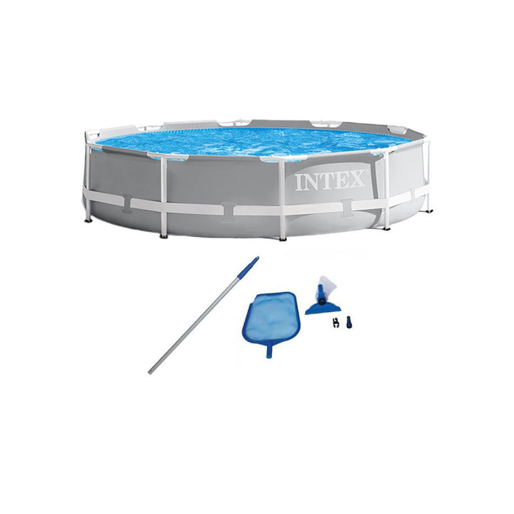 INTEX 10' x 30" Prism Frame Above Ground Swimming Pool and Maintenance Kit