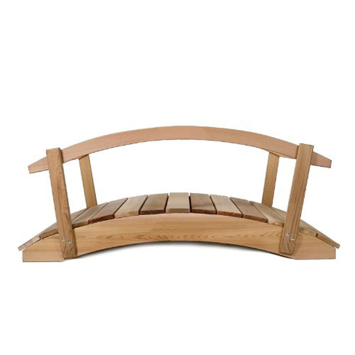 All Things Cedar Garden Foot Bridge Platform with Hand Rails, Brown (Open Box)