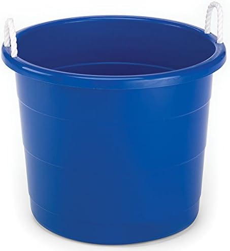 Homz 17 Gallon Indoor Outdoor Storage Bucket with Rope Handles, Blue (2 Pack)