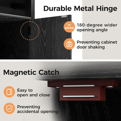 RoyalCraft Farmhouse Bedroom Nightstand w/Charging Station, Black (For Parts)