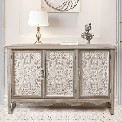 RoyalCraft Buffet Cabinet Solid Wood Sideboard Storage Table, Gray (Open Box) - VMInnovations
