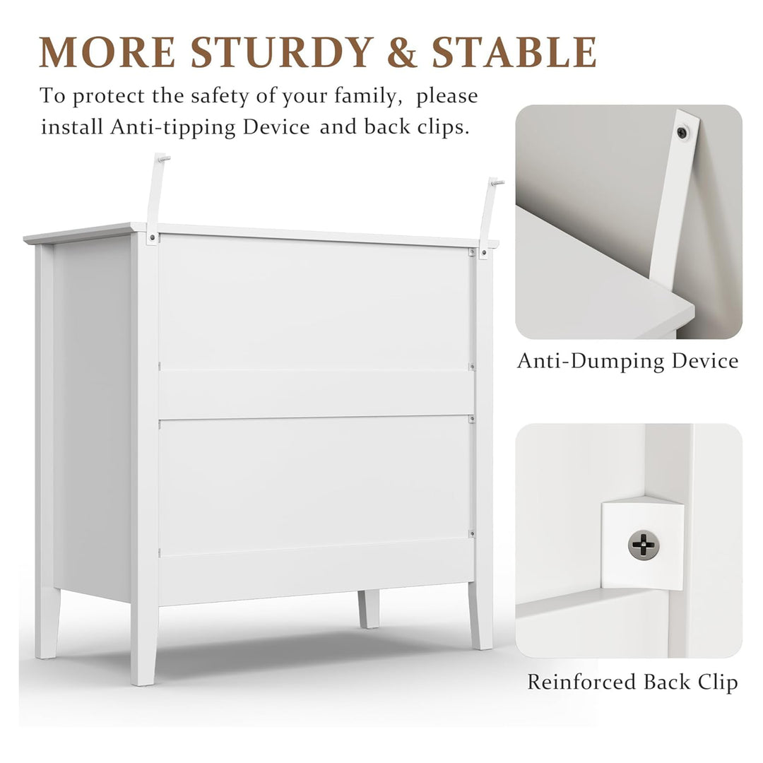 RoyalCraft Fluted Dresser 3 Drawer Bedroom Storage Cabinet/Nightstand(Open Box)