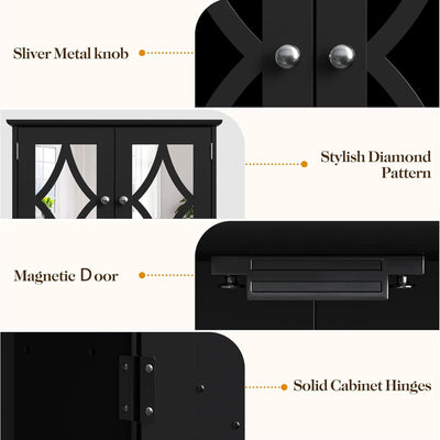 RoyalCraft Bathroom Wall Wood Medicine Cabinet with Mirror and Towel Bar, Black - VMInnovations