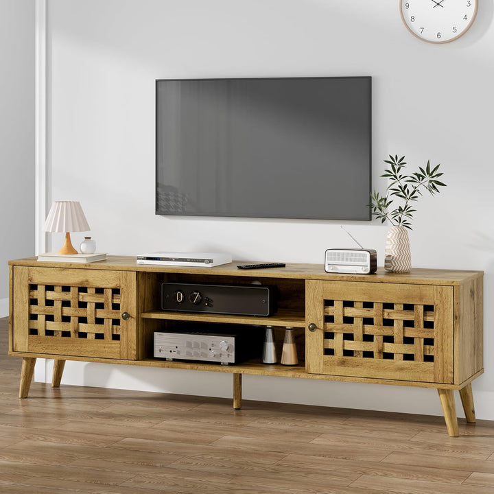 RoyalCraft Rattan TV Stand Entertainment Center w/Storage for 65" TVs (Open Box)