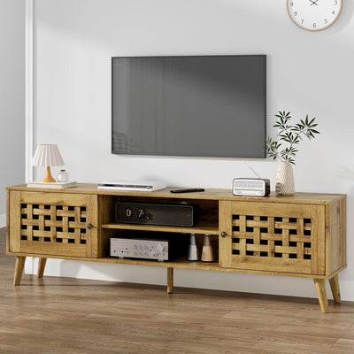 RoyalCraft Rattan TV Stand Entertainment Center w/Storage for 65" TVs (Open Box) - VMInnovations