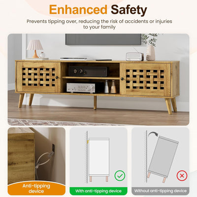 RoyalCraft Rattan TV Stand Entertainment Center w/Storage for 65" TVs (Open Box) - VMInnovations