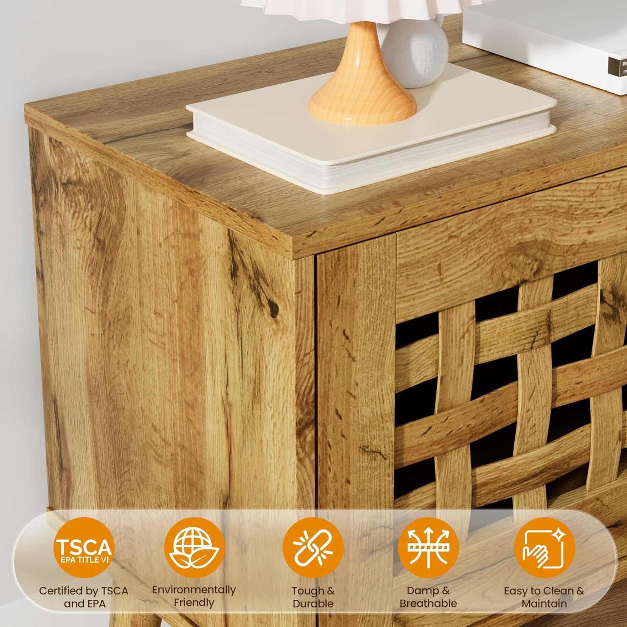 RoyalCraft Rattan TV Stand Entertainment Center w/Storage for 65" TVs (Open Box) - VMInnovations