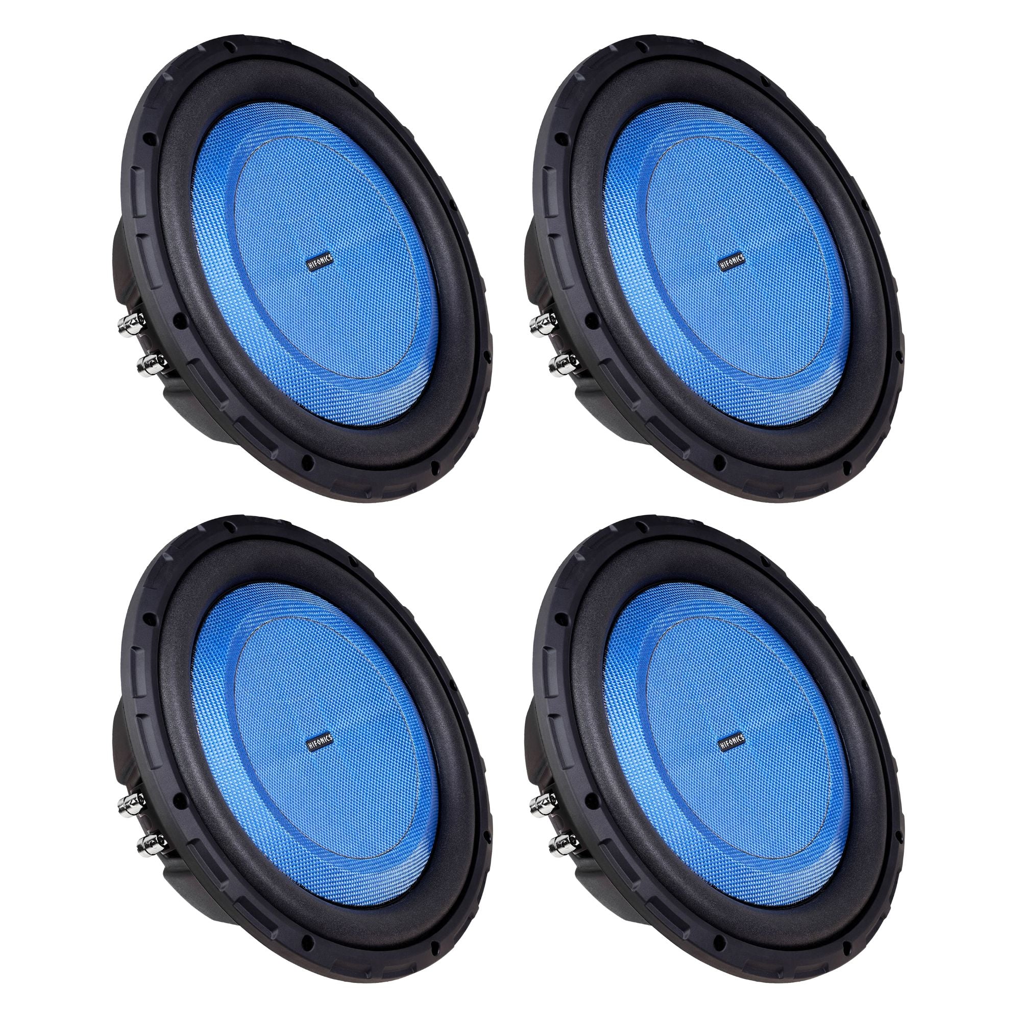 Hifonics 4 Pack ELITE 12” Shallow Subwoofer Dual Voice Coil Audio Speaker, 600W - VMInnovations