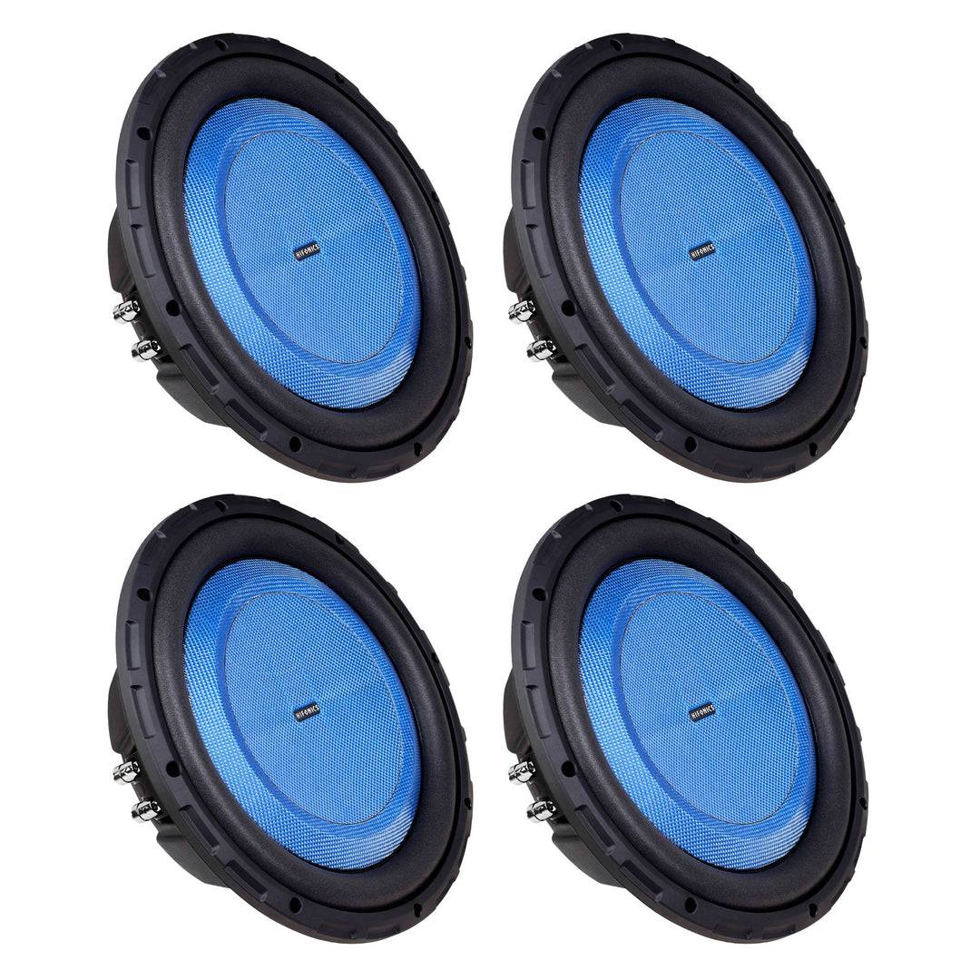 Hifonics 4 Pack ELITE 12” Shallow Subwoofer Dual Voice Coil Audio Speaker, 600W