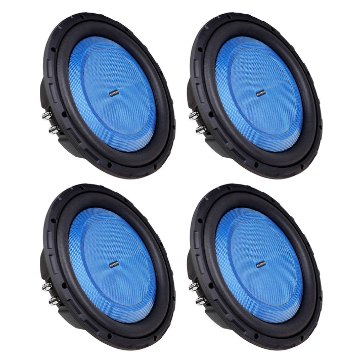 Hifonics 4 Pack ELITE 12” Shallow Subwoofer Dual Voice Coil Audio Speaker, 600W