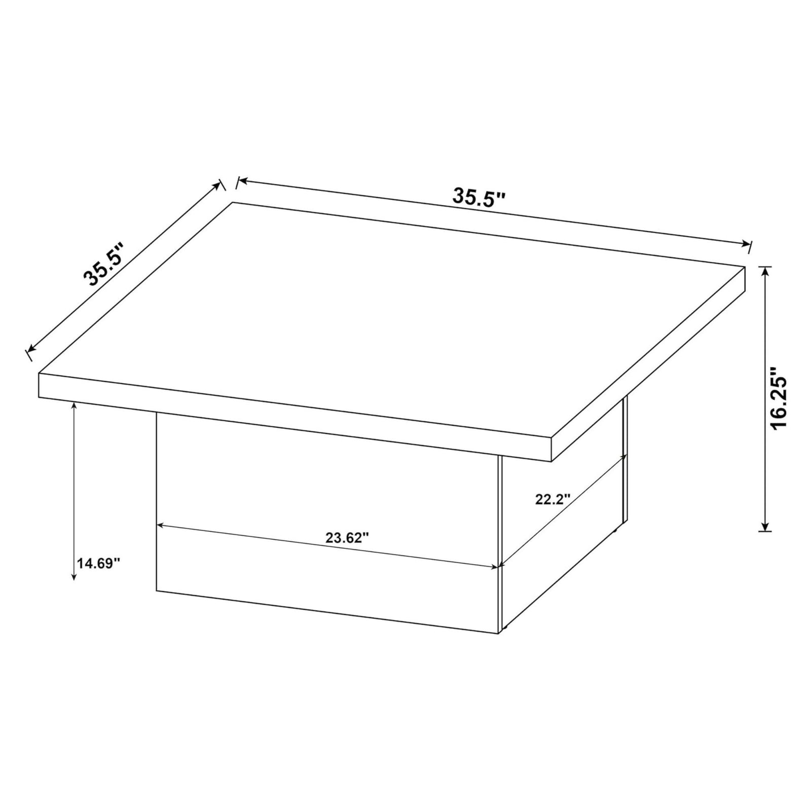 Coaster Home Furnishings Zetta 35" Square Coffee Table Living Room Furniture - VMInnovations