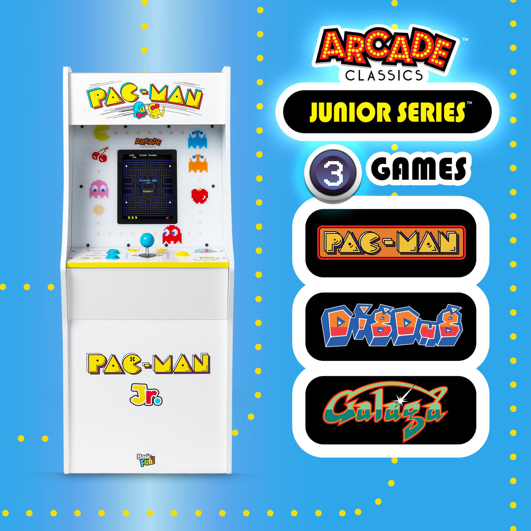 Arcade Classics Pac Man Jr Series Free Standing Arcade Game with 8 Inch Screen