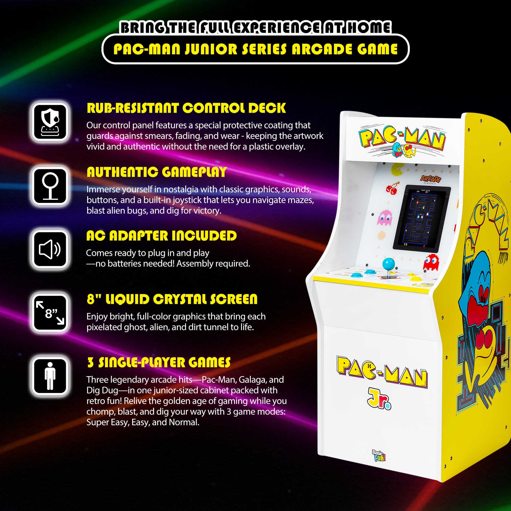 Arcade Classics Pac Man Jr Series Free Standing Arcade Game (Open Box) - VMInnovations