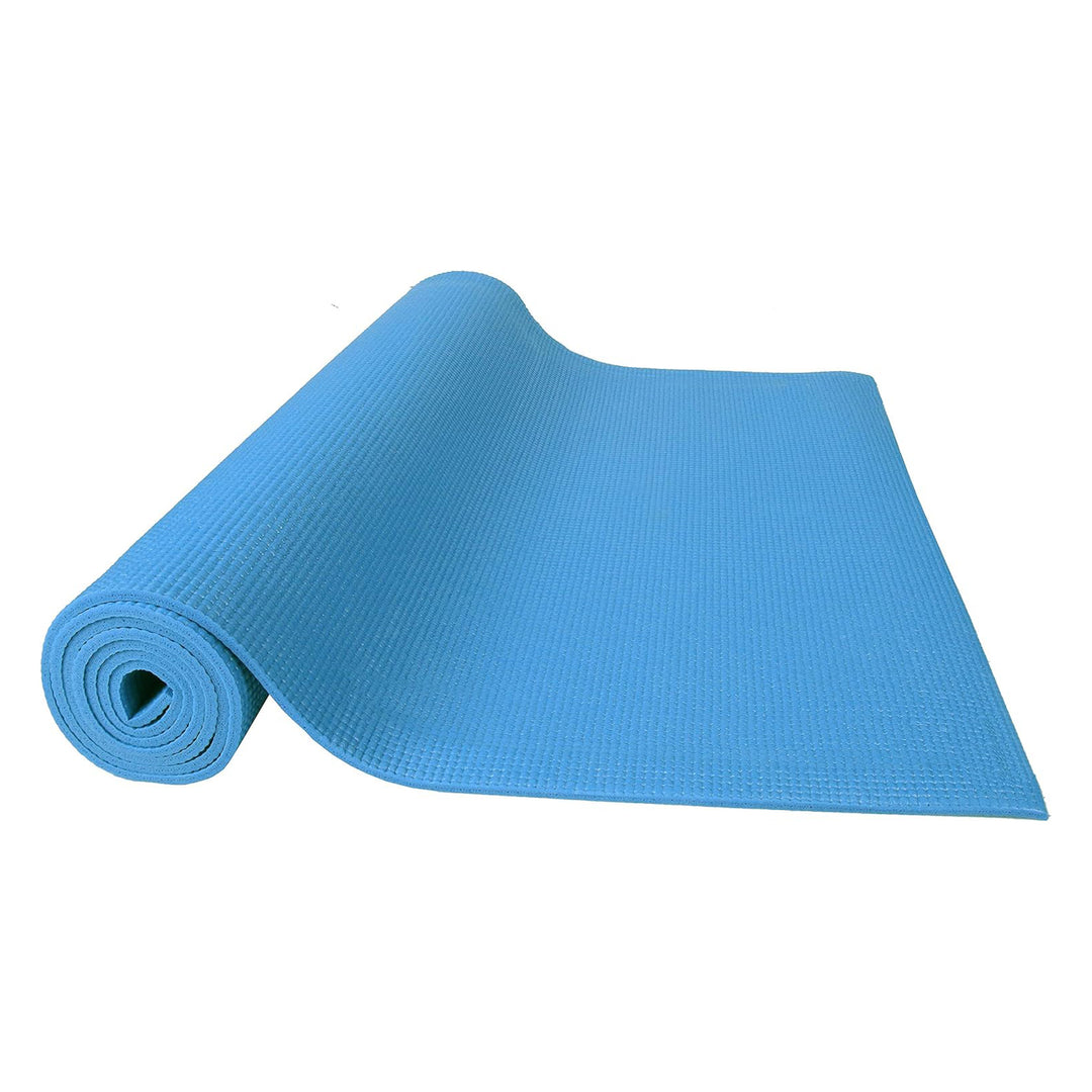 Fitvids 1/4” High Density Thick Non Slip Workout Yoga Mat and Carry Strap, Blue