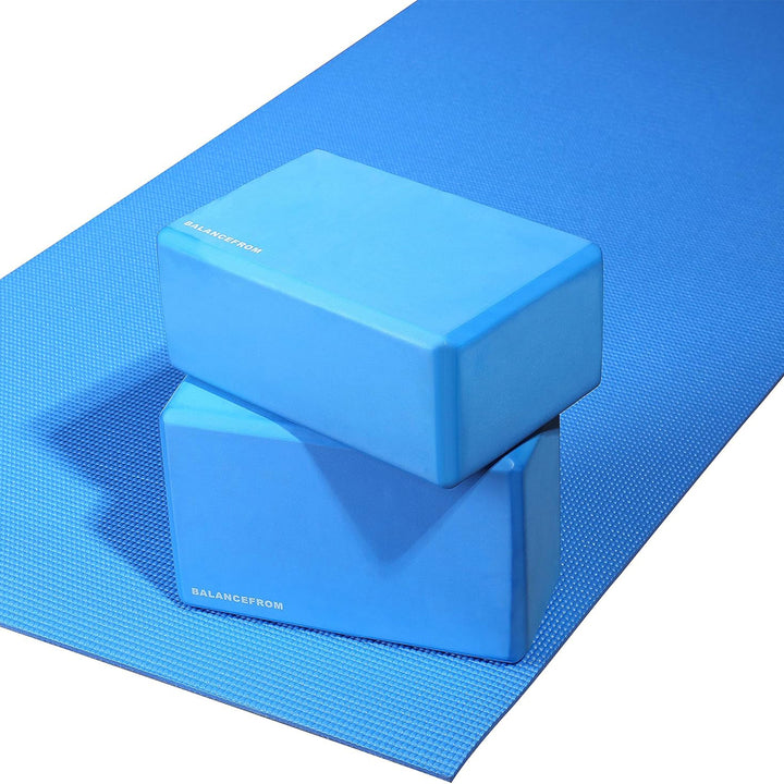 Fitvids 1/4” High Density Thick Non Slip Workout Yoga Mat and Carry Strap, Blue
