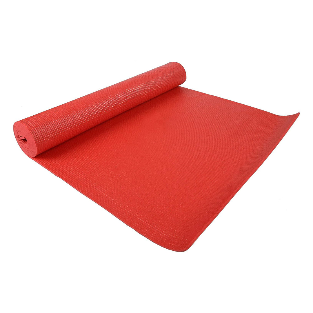 Fitvids 1/4” High Density Thick Non Slip Workout Yoga Mat and Carry Strap, Red