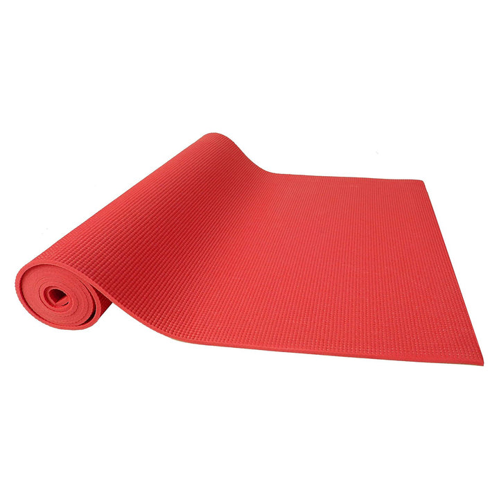 Fitvids 1/4” High Density Thick Non Slip Workout Yoga Mat and Carry Strap, Red