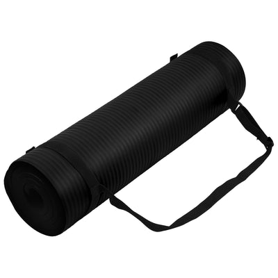 Fitvids 1/2-Inch Thick High Density Yoga Mat, Carrying Strap, Black (Used)