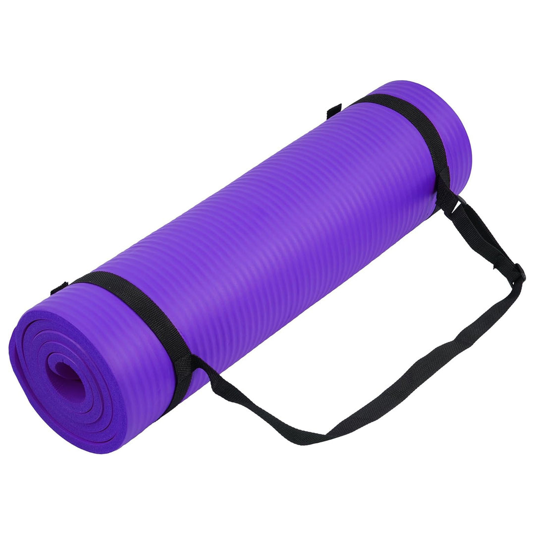 Fitvids 1/2-Inch Thick High Density Exercise Yoga Mat, Carrying Strap (Open Box)