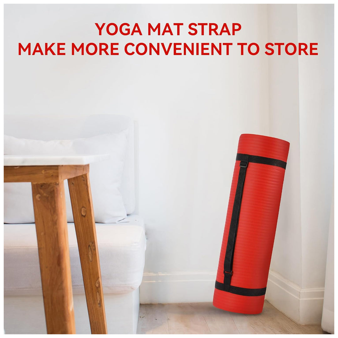 Fitvids 1/2-Inch Thick High Density Exercise Yoga Mat with Strap, Red (Open Box)