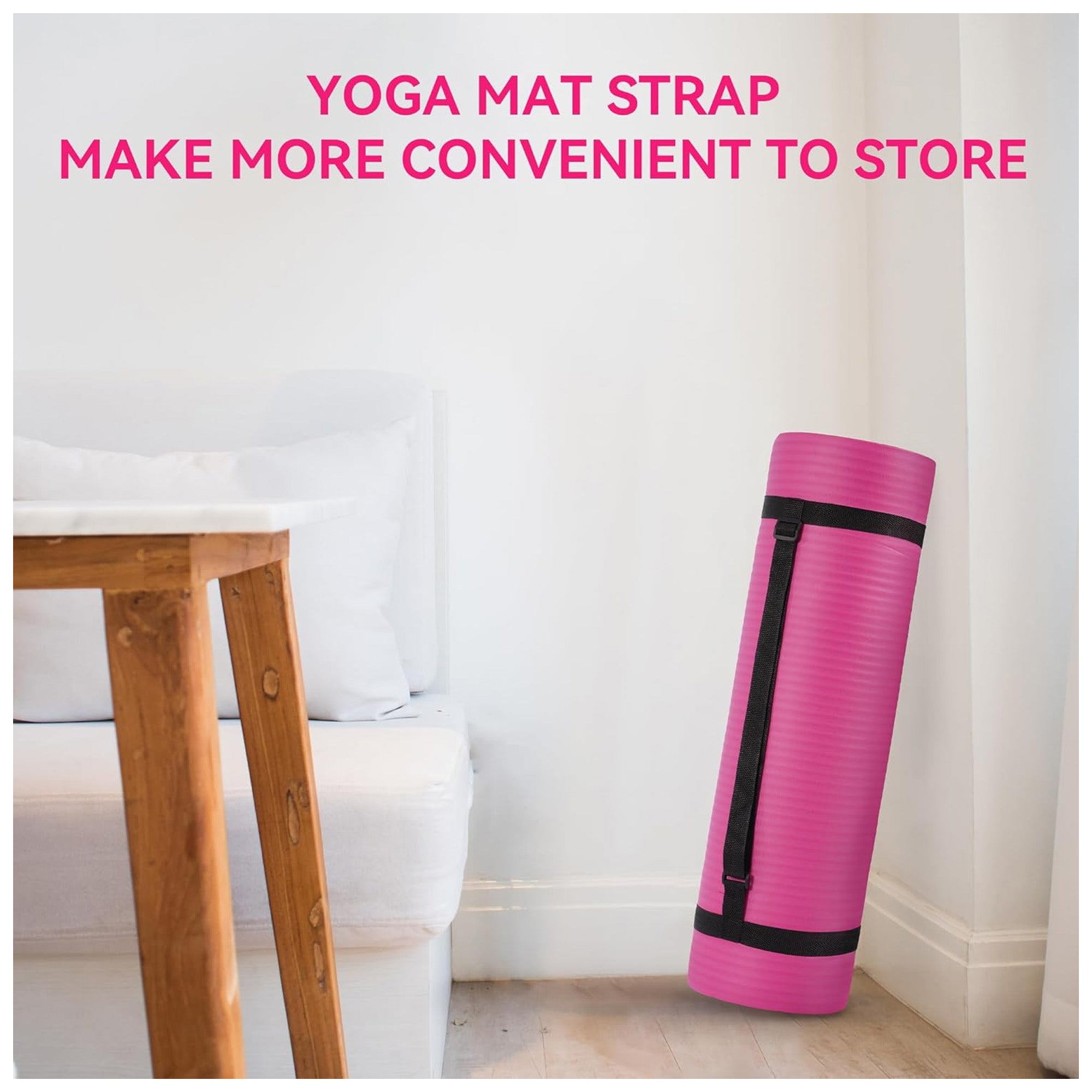 Fitvids 1/2-Inch Thick High Density Yoga Mat, Carrying Strap, Pink (Used)